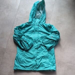 Columbia Women's Aqua Hooded Jacket Windbreaker Packable Lightweight